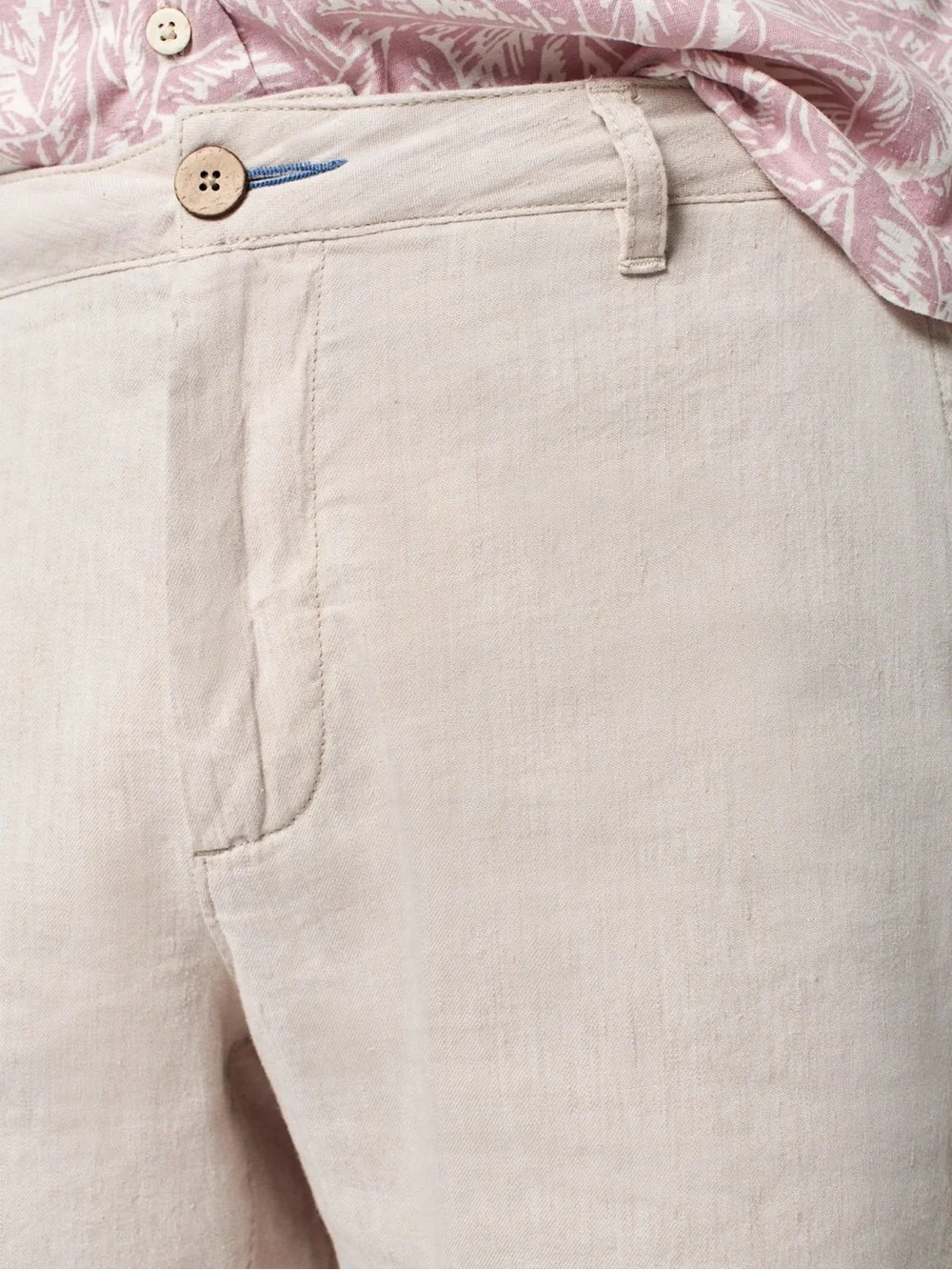Faherty Light Beige Flat-Front Linen-Blend Shorts